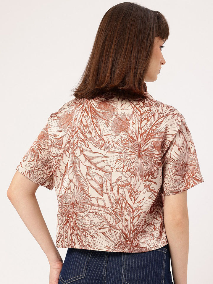 DressBerry Timeless & Versatile Satin Finish Floral Printed Shirt