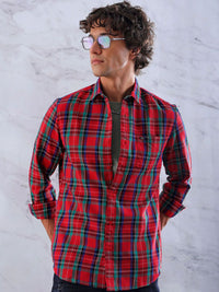 The Indian Garage Co Men Slim Fit Tartan Checks Casual Shirt