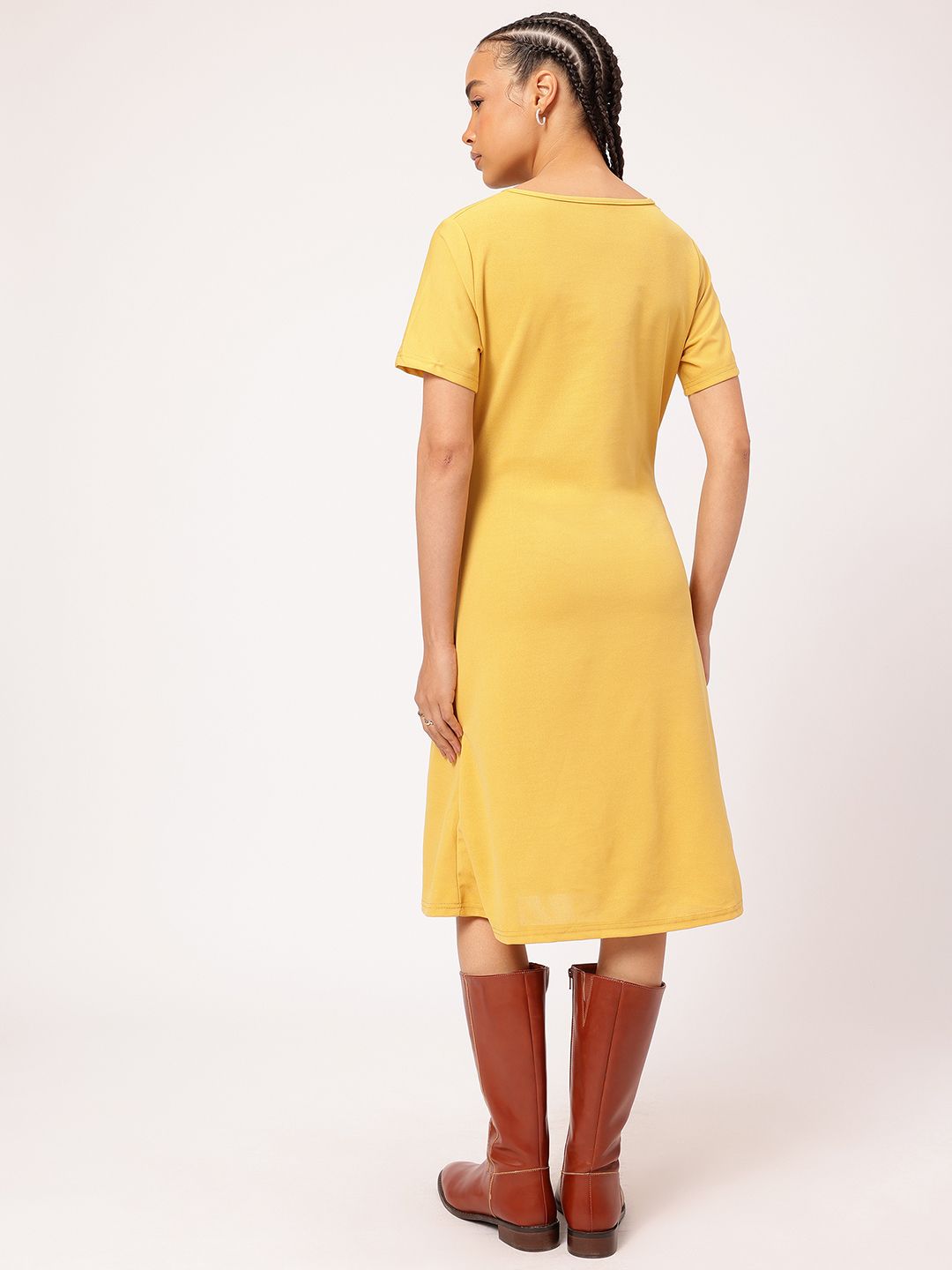 DressBerry Playful Pleats Cut-Out Midi A-Line Dress