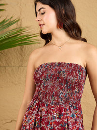 Berrylush Strapless Printed Culotte Jumpsuit