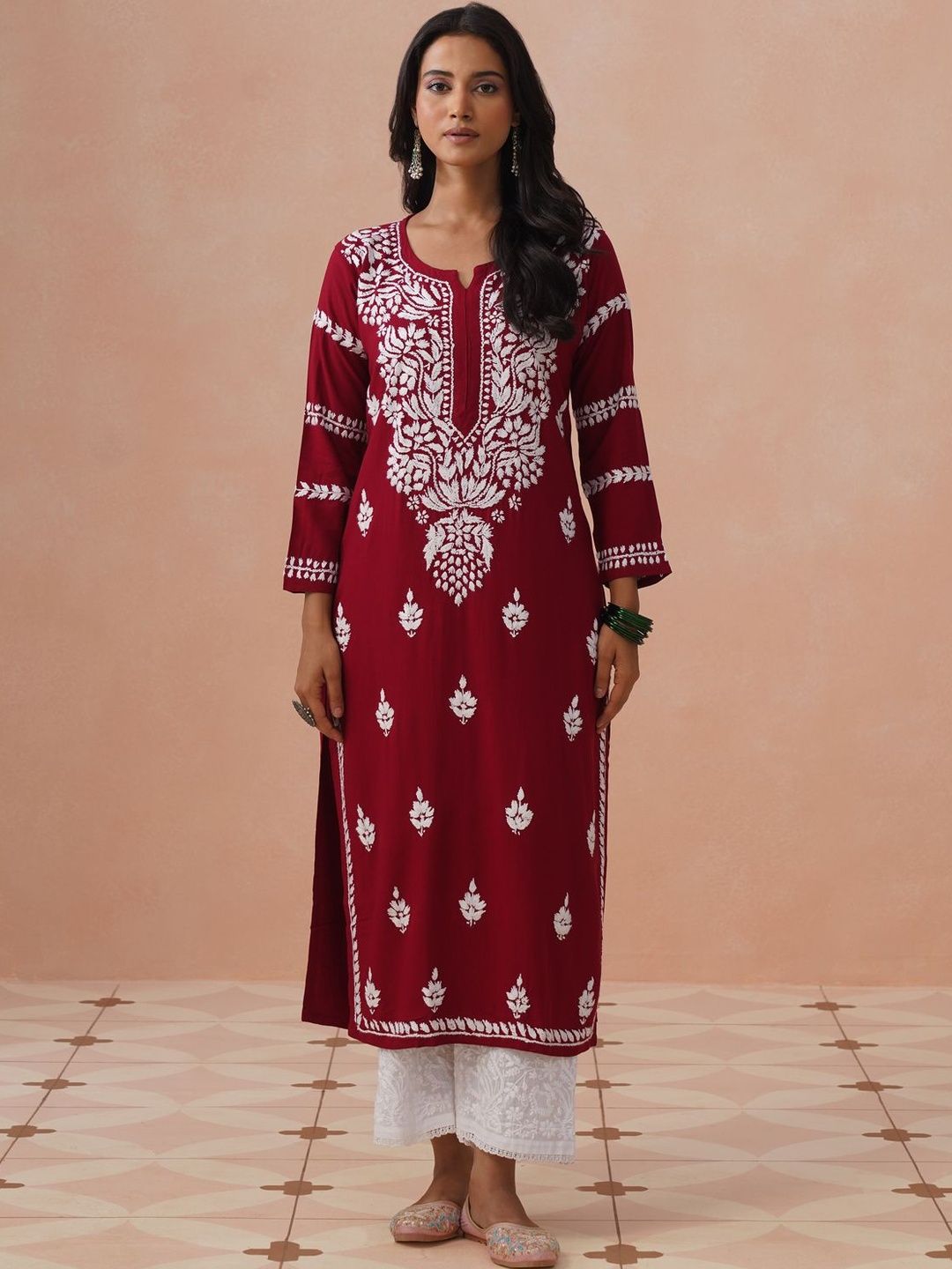 House of Chikankari Women Ethnic Motifs Embroidered Thread Work Kurta