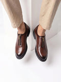 MONKSTORY Brown Atelier 1937 Zip Up Oxford Slip-Ons