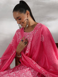 Libas Paisley Printed Regular Thread Work Pure Cotton Kurta With Trousers With Dupatta