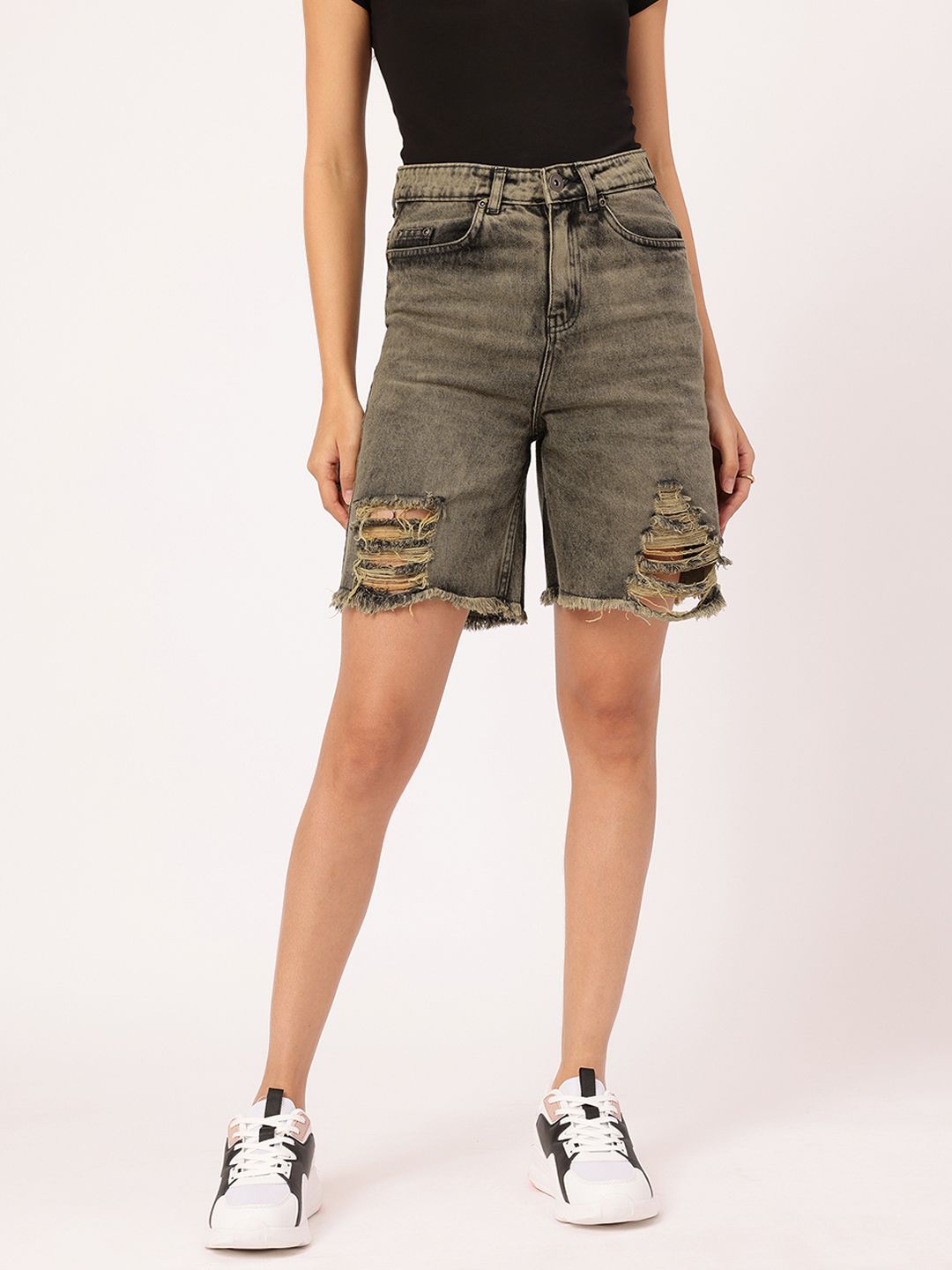 DressBerry Women Vintage Vibes Ripped Frayed Denim Shorts