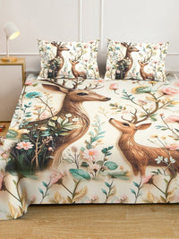 Myntra Elegant Cream Animal Printed 400 TC King 7D Cadar & 2 Sarung Bantal 250X225 cm