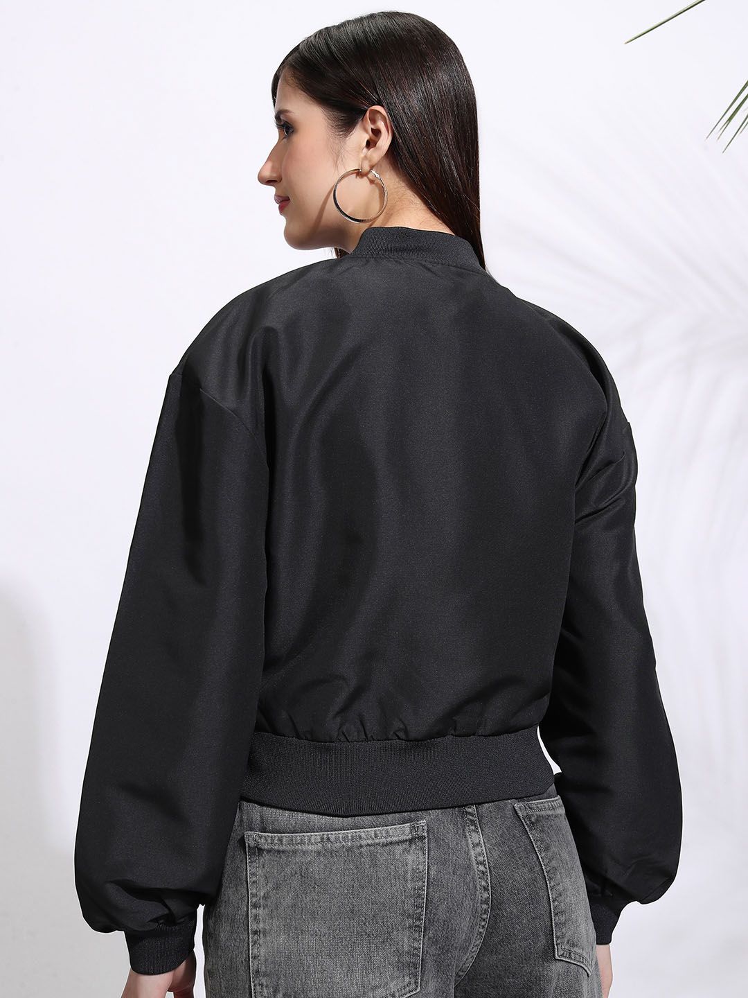 Tokyo Talkies Women Stand Collar Solid Casual Biker Jacket