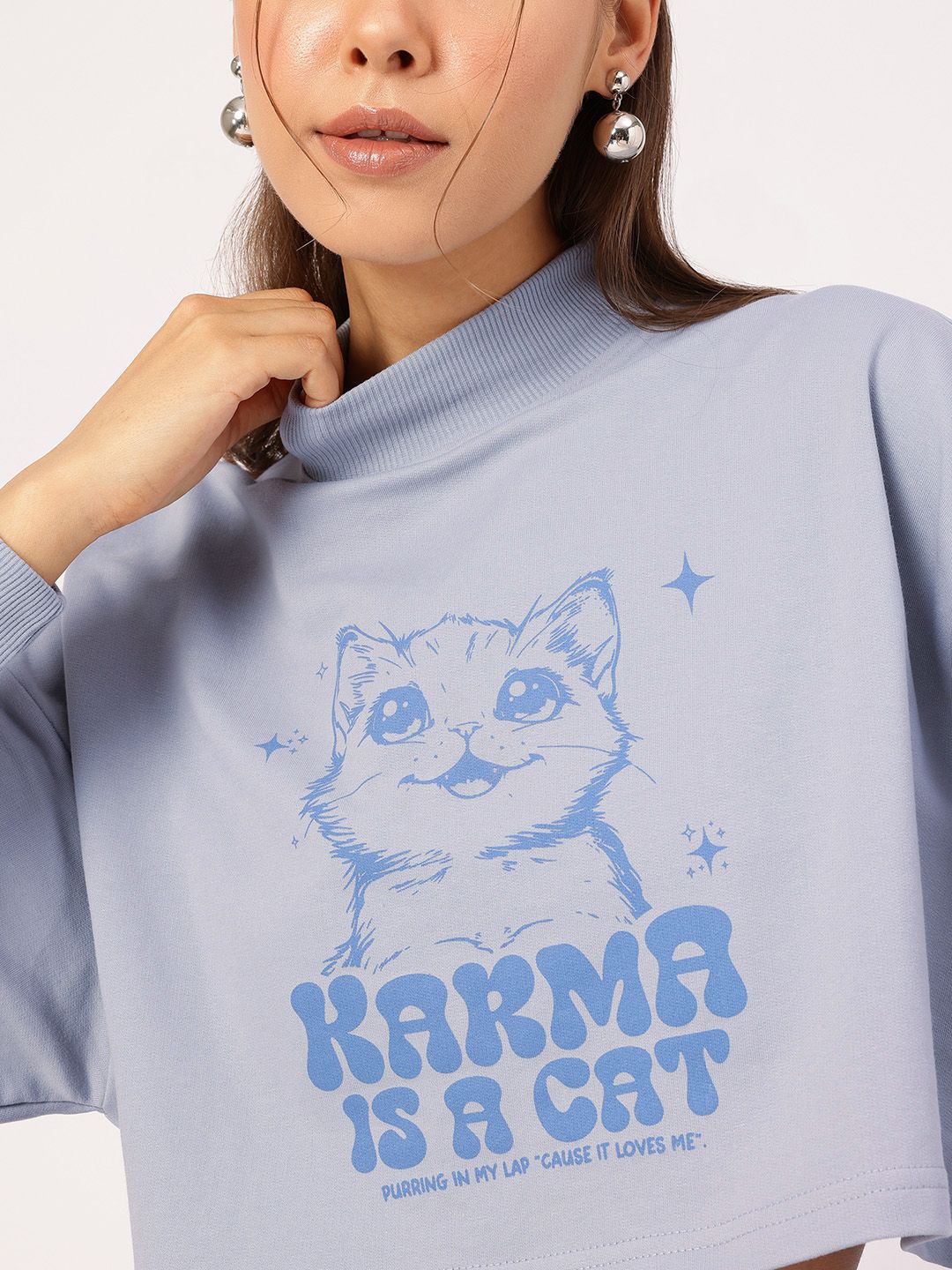 DressBerry Printed Crop Sweatshirt