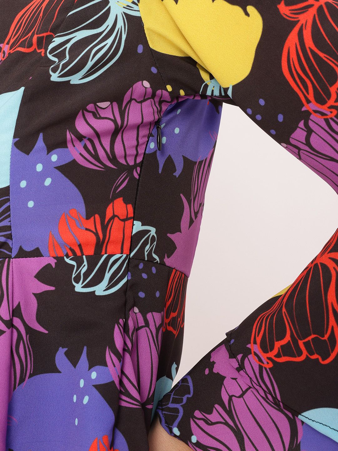 DressBerry Funky Florals Printed Bell Sleeve Mini A-line Dress