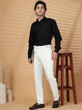 KLOTTHE Men White Lycra Formal Formal Trousers
