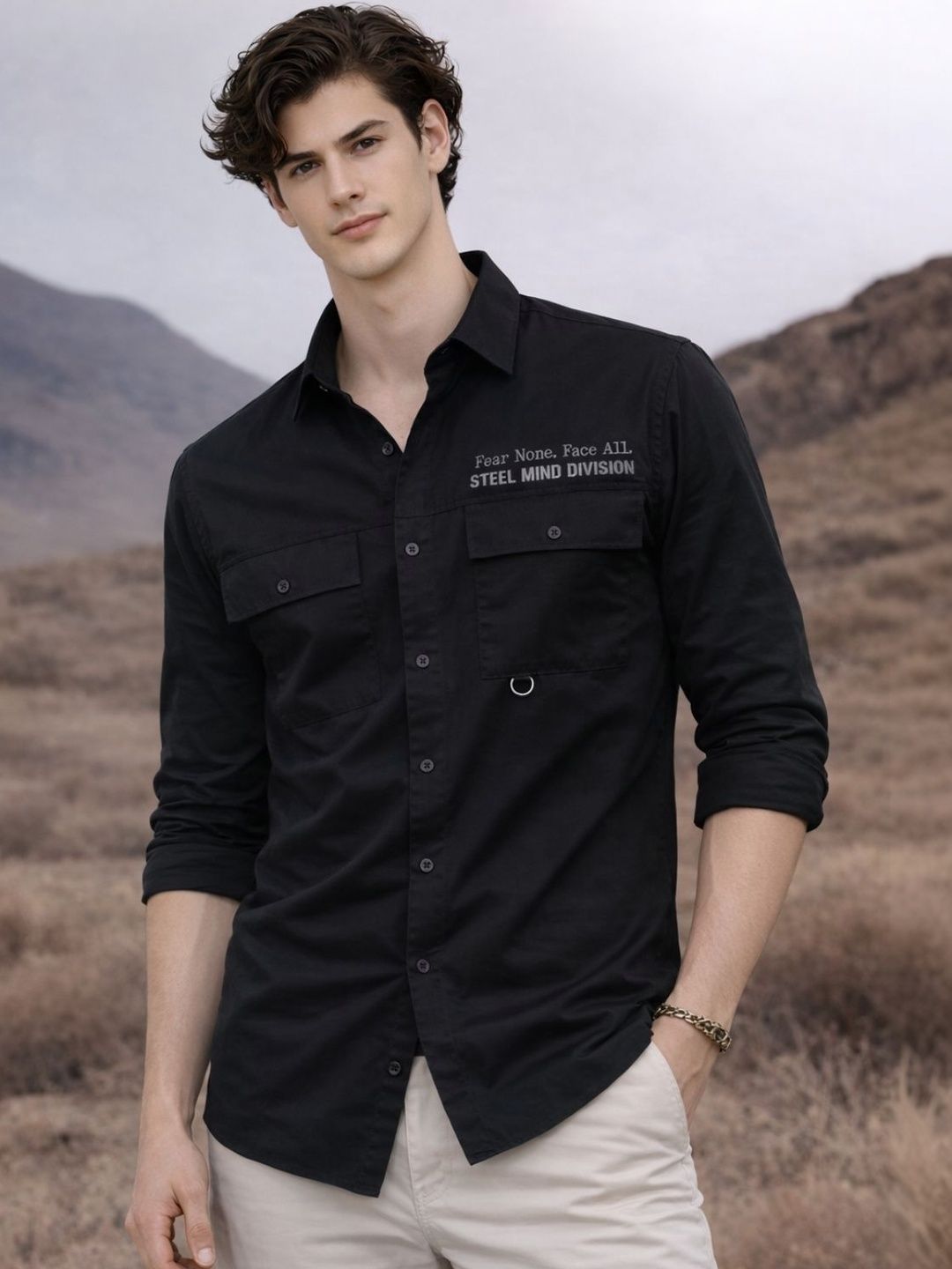 ADRO Classic Printed Cotton Twill Cargo Shirt