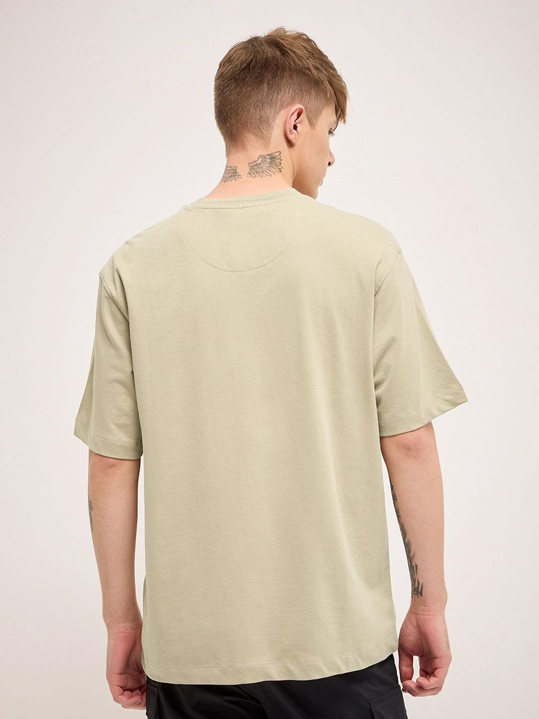 THE BEAR HOUSE Men Graphic Printed Round Neck Cotton Oversized T-shirt