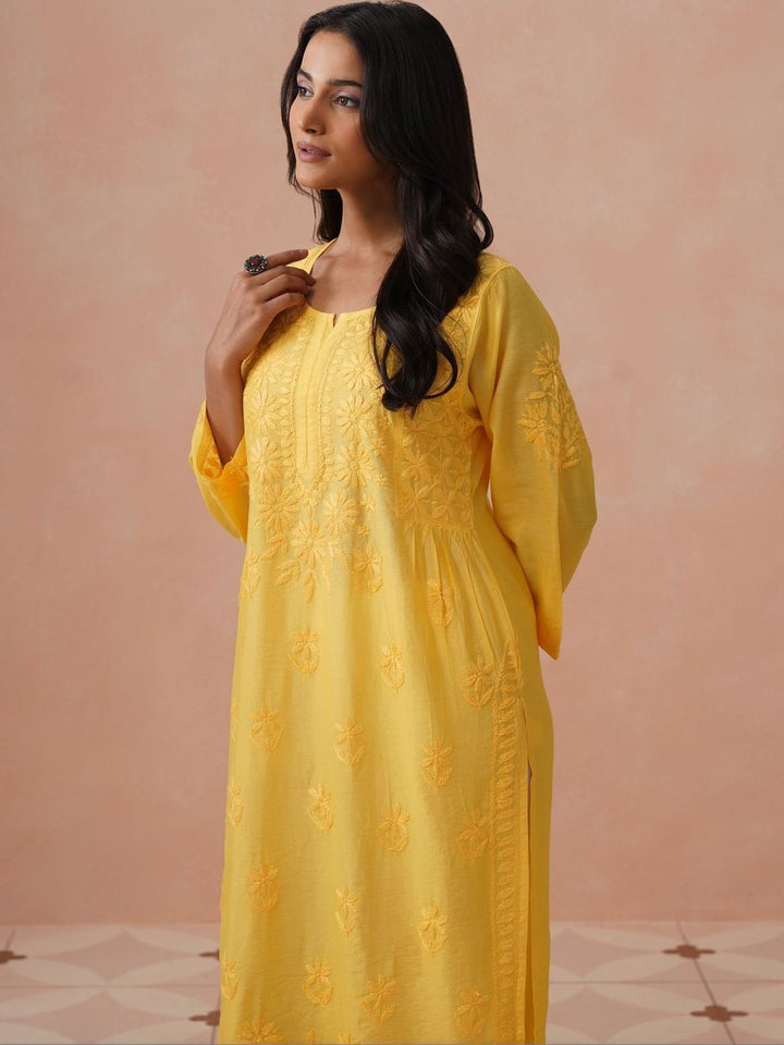 Rumah Wanita Chikankari Kurta Chikankari Sulaman Bunga