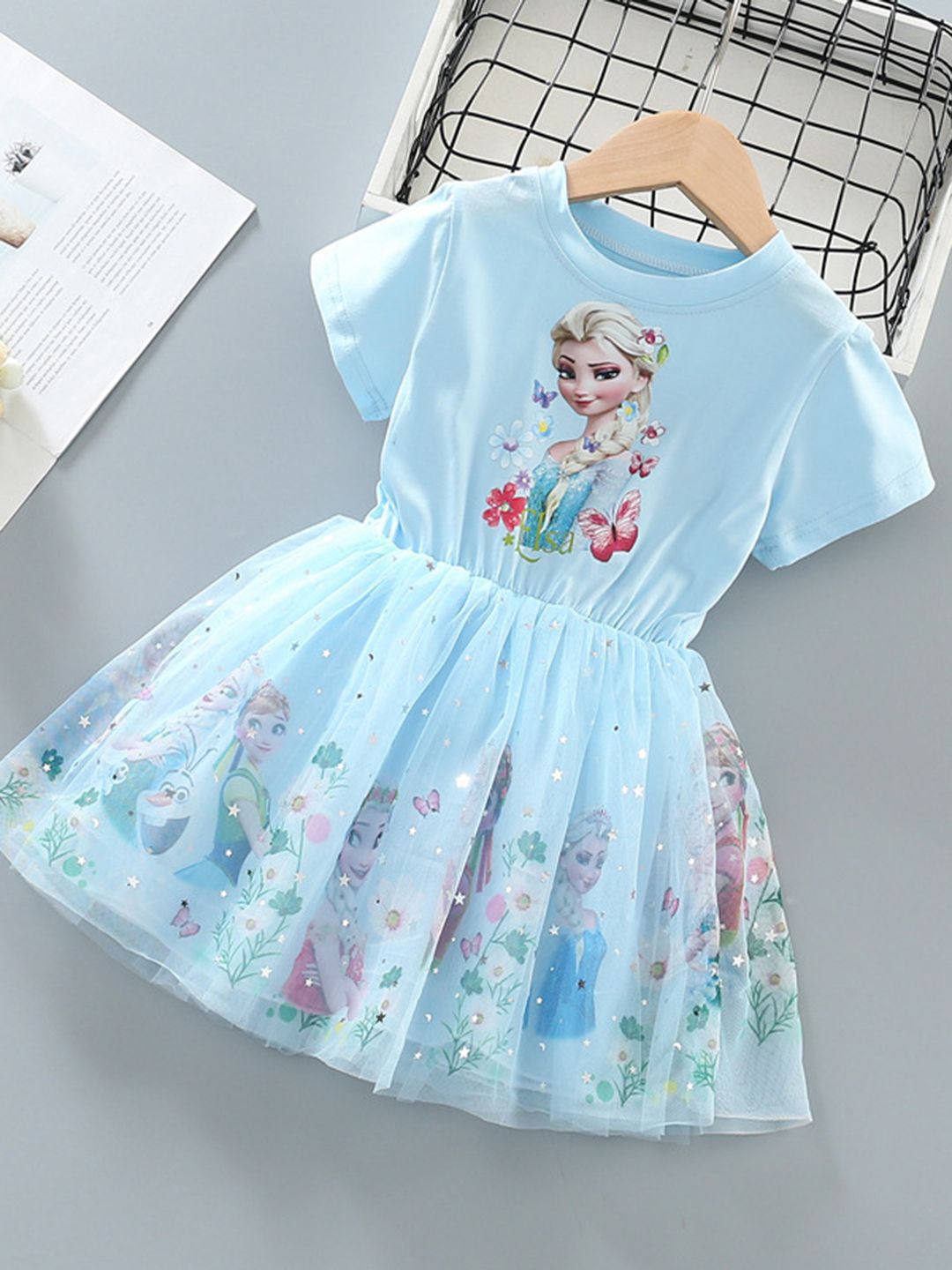 YK Floral Flared Sleeve Fit & Flare Dress