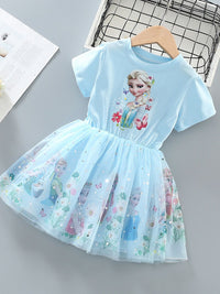 YK Floral Flared Sleeve Fit & Flare Dress