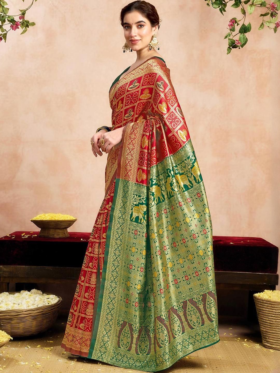 KALINI Woven Design Zari Silk Blend Designer Banarasi Saree