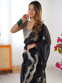 Saree mall Embellished Sequinned Organza Sarees