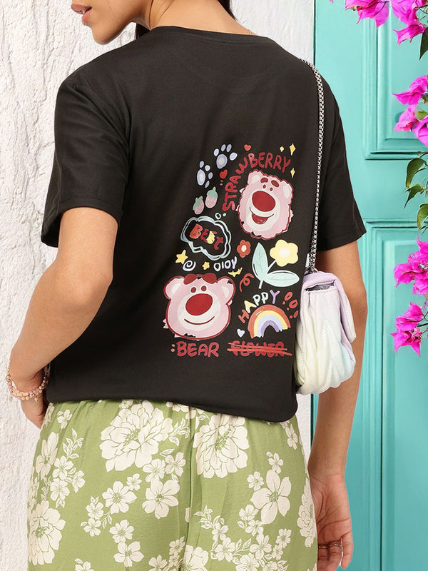 DressBerry Graphic Printed Back Round Neck T-shirt