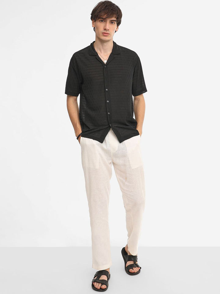 Campus Sutra Men Relaxed Fit Textured Casual Shirt