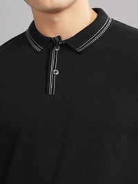 ADRO Men Black Cotton Tshirts