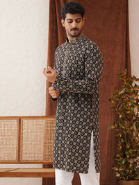 Jompers Men Geometric Embroidered Sequinned Kurta
