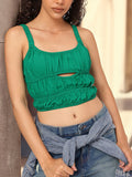 DressBerry Gather Slay Cut-Out Smocked Crop Top
