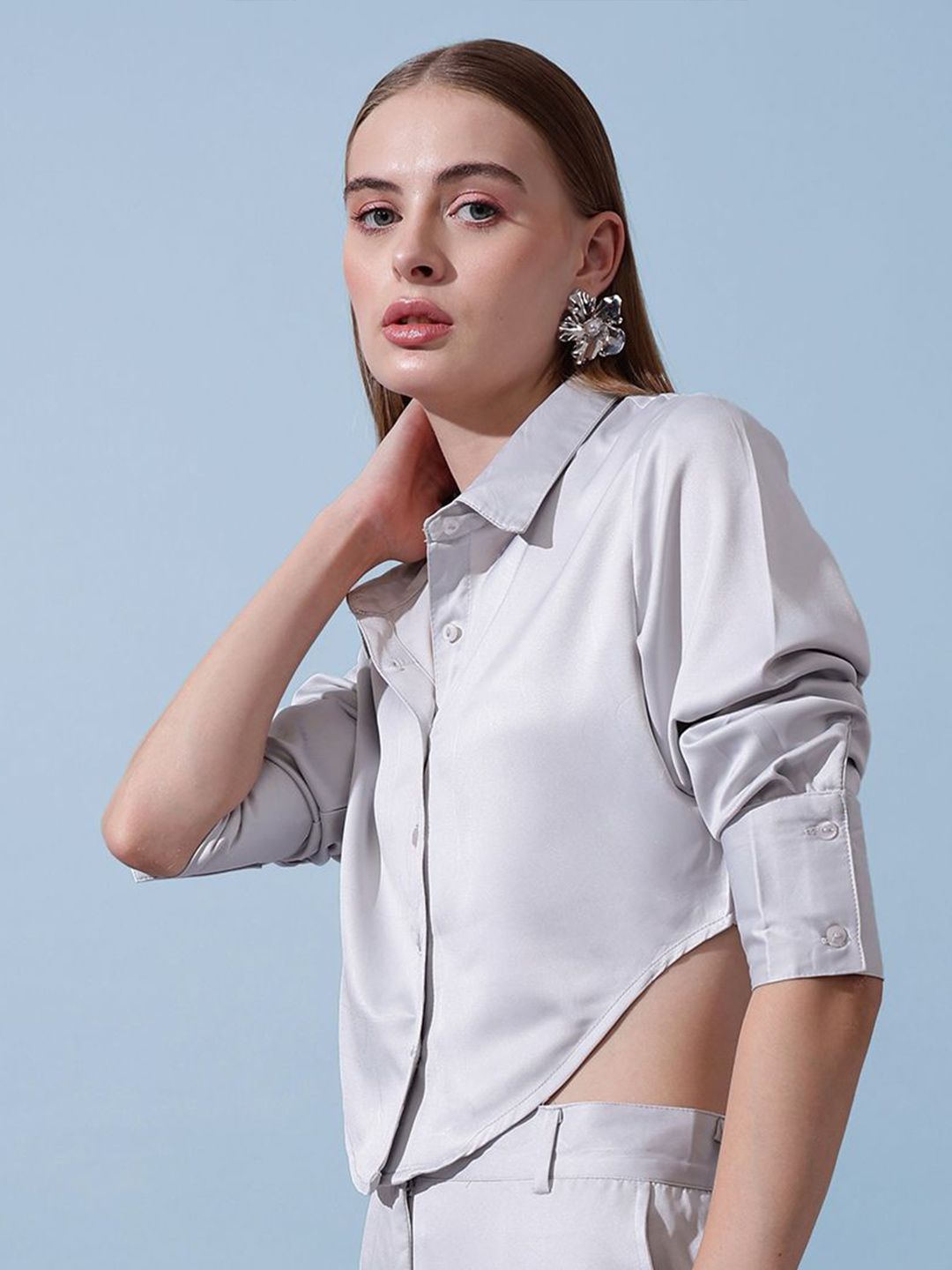 STREET 9 Women Solid Shirt Collar Top