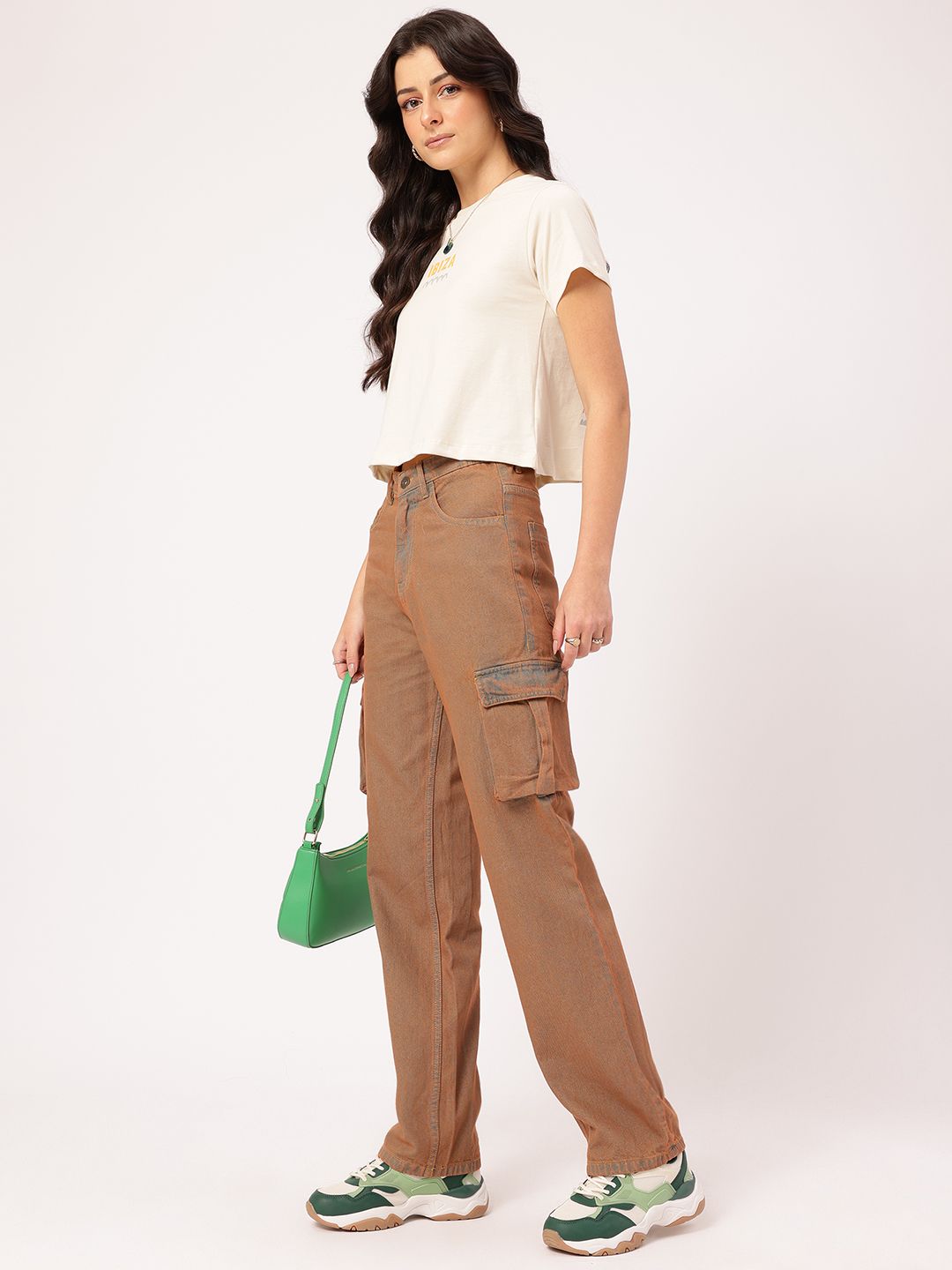 DressBerry Women Modern Minimalism Cargo Jeans with Colourwash