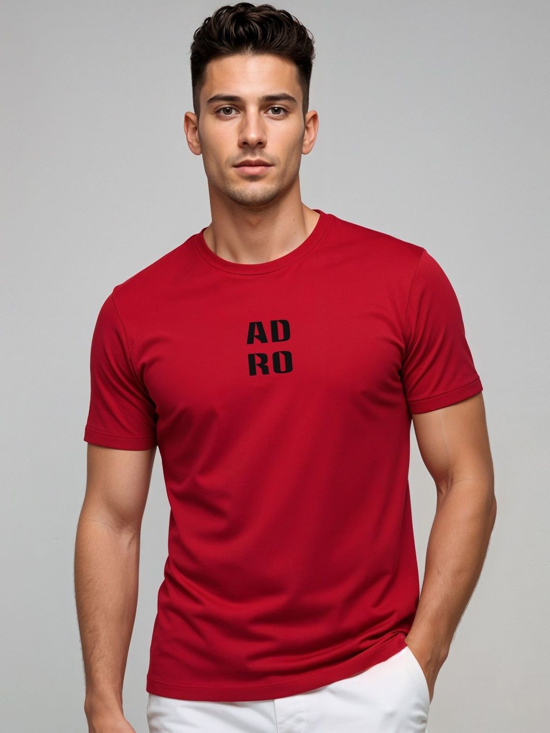 ADRO Typography Printed Round Neck Skin-Friendly Regular Fit T-shirt