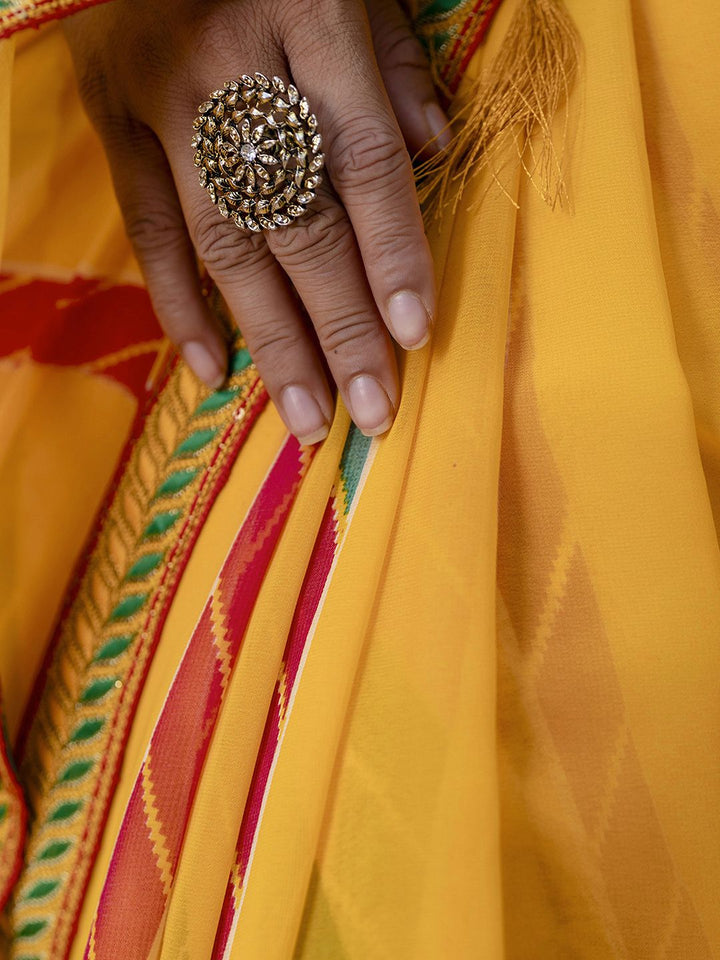 KALINI Striped Pure Georgette Saree