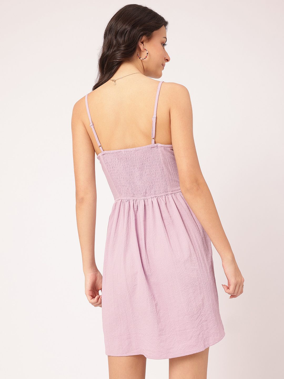 DressBerry Tender Touch Strappy Smocked Textured A-line Dress