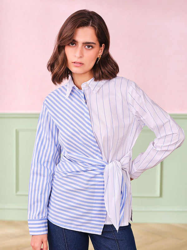 AND Striped Cotton Shirt Style Top