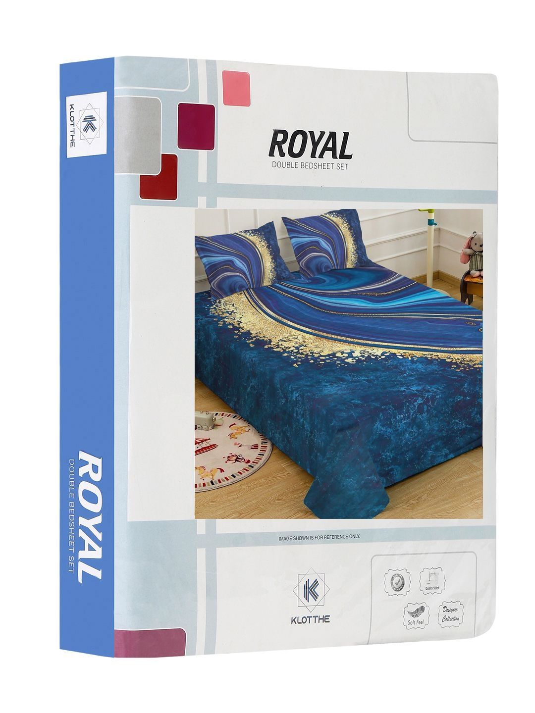KLOTTHE Biru Abstrak Bercetak 400 TC Cadar King Superfine