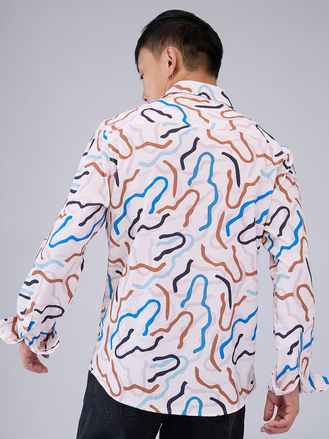 VASTRADO Men Classic Cutaway Collar Abstract Printed Slim Fit Casual Shirt