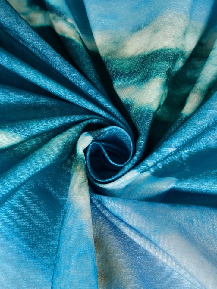 KLOTTHE Biru & Kelabu Bercetak Bunga Dilengkapi Cadar Katil Super King 300 TC Dengan 2 Sarung Bantal