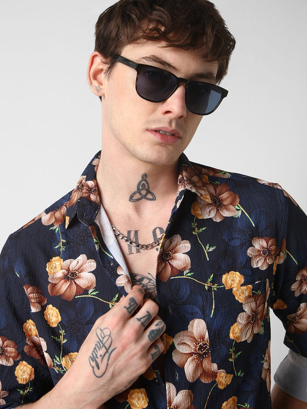 VASTRADO Men Slim Fit Floral Printed Opaque Casual Shirt