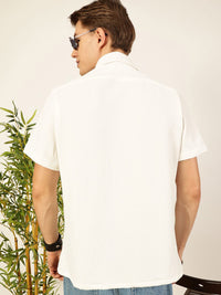 Thomas Scott Men Classic Spread Collar Solid Oversized Casual Shirt