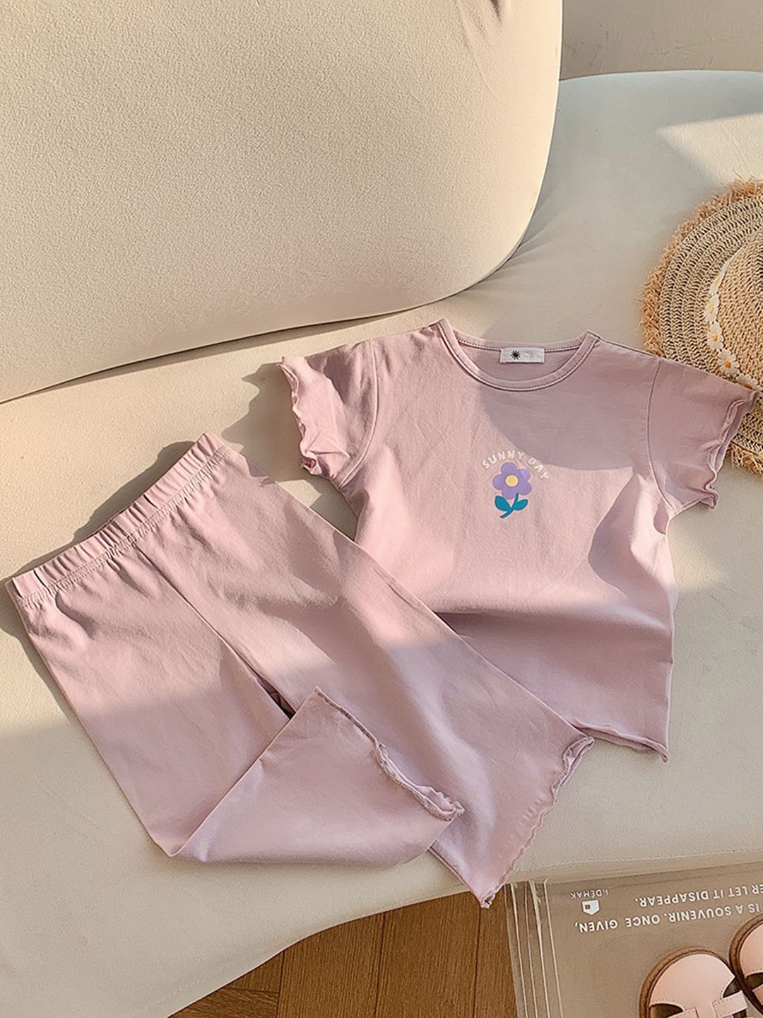 YK Girls Printed Top With Trousers