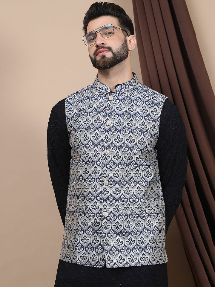 Anouk Black Ethnic Motifs Embroidered Straight Sequinned Pure Cotton Kurta with Churidar