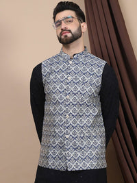 Anouk Black Ethnic Motifs Embroidered Straight Sequinned Pure Cotton Kurta with Churidar