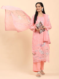 Mamicha Women Ethnic Motifs Printed Regular Thread Work Pure Cotton Kurta with Palazzos & With Dupatta