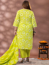 Mamicha  Printed Straight Kurta With Trousers & Dupatta