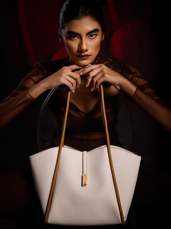 Lino Perros Colourblocked Oversized Structured Tote Bag with Tasselled