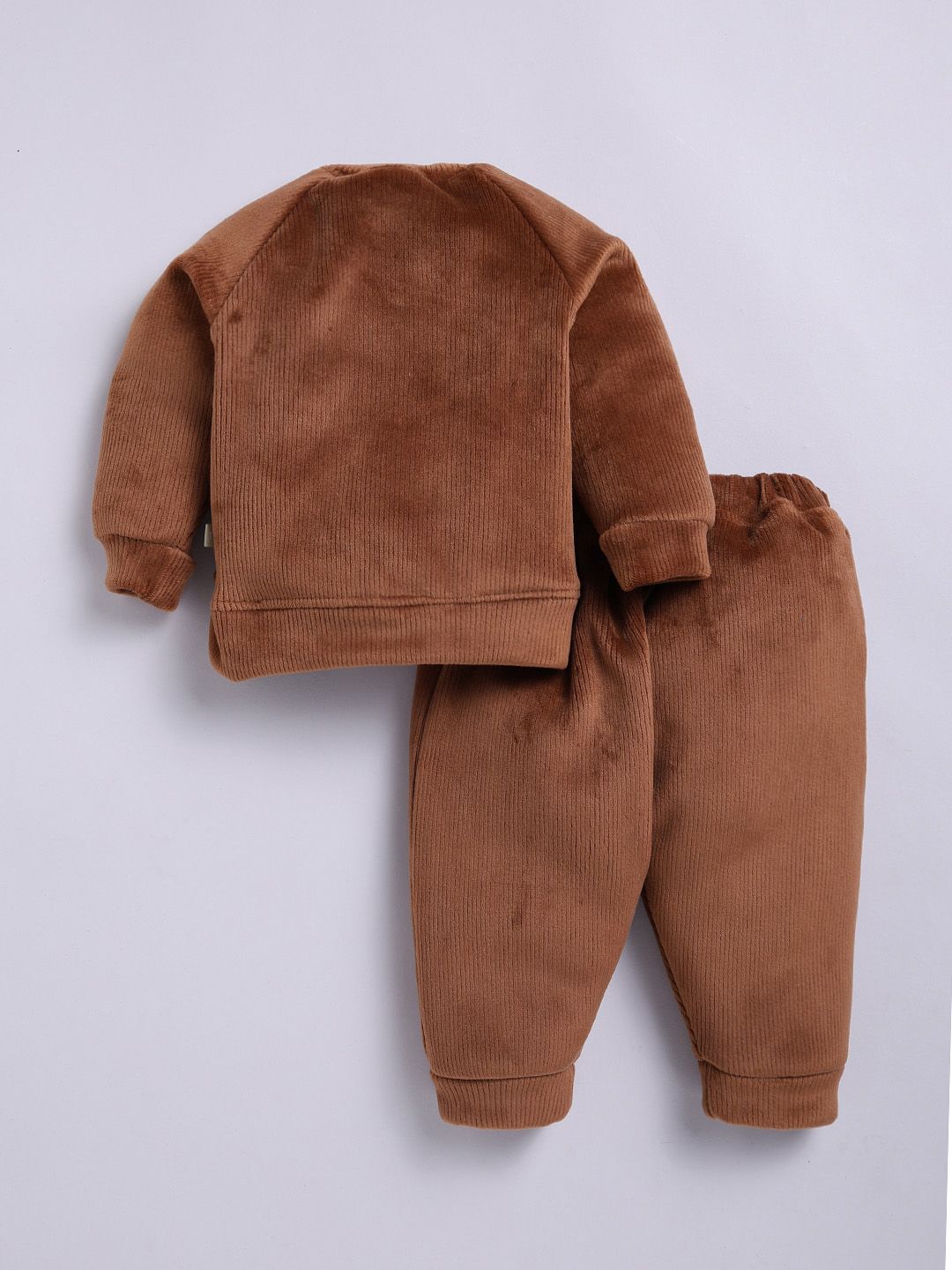 Moms Love Infant Boys Ribbed Velvet-Finish Pure Cotton Sweatshirt With Joggers