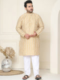 SOJANYA PLUS Floral Embroidered Thread Work Silk Cotton Straight Kurta with Pyjamas