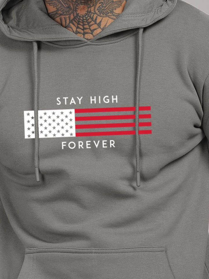 ADRO Men Printed Hooded Pure Cotton Sweatshirt