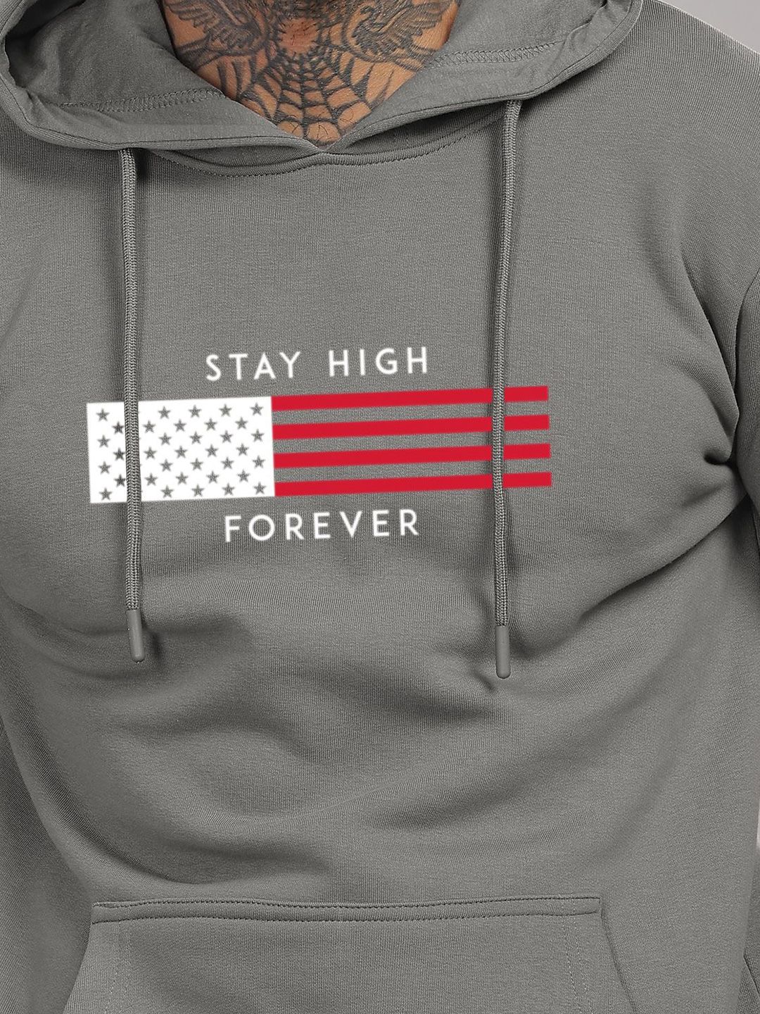 ADRO Men Printed Hooded Pure Cotton Sweatshirt