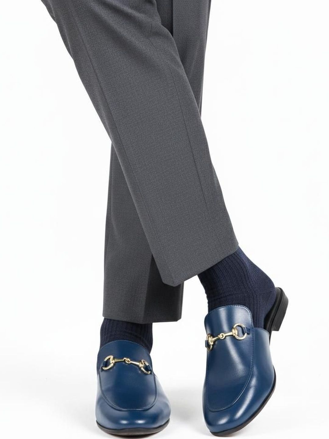MONKSTORY Horsebit Classic Mules - Biru