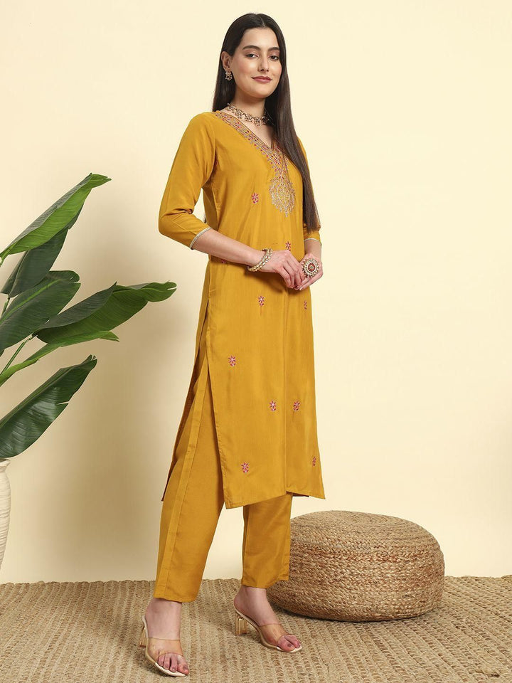KALINI Women Embroidered A-Line Kurta Set