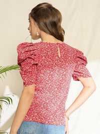Berrylush Floral Print Puff Sleeve Top