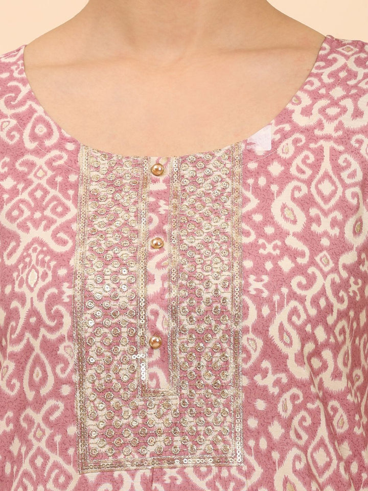 Mamicha Women Mauve Elegance Unstitched Classic Kurta Set with Dupatta